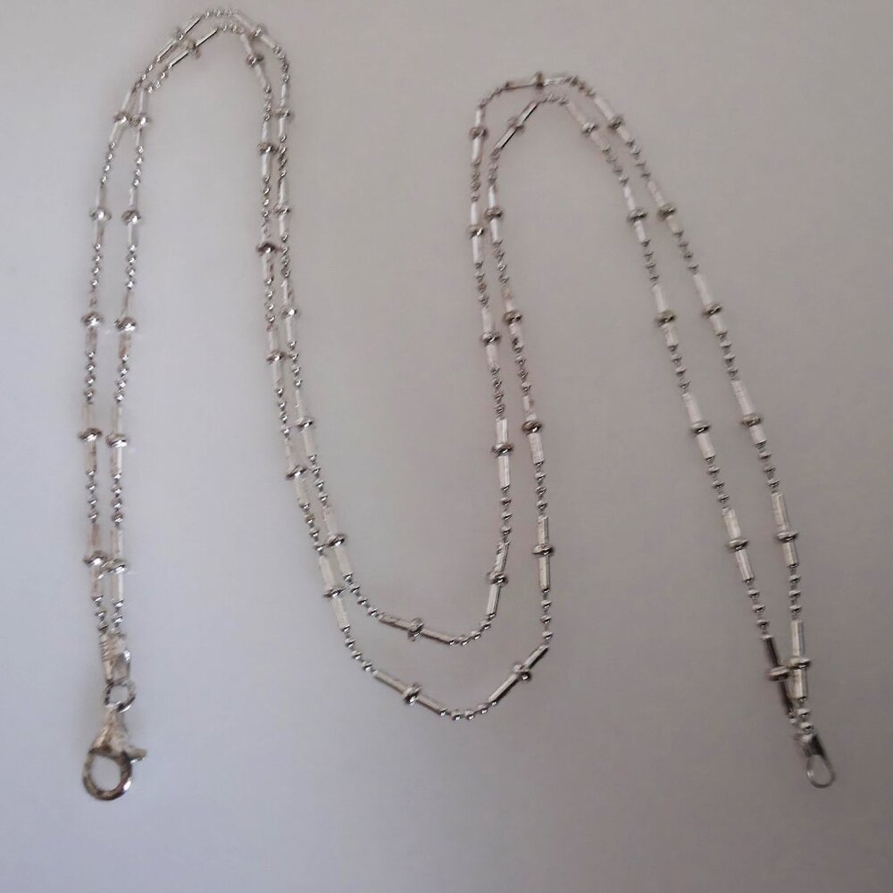 Sterling Silver Mini Bar Ball Link 2-Tier Necklace - Picture 10 of 12